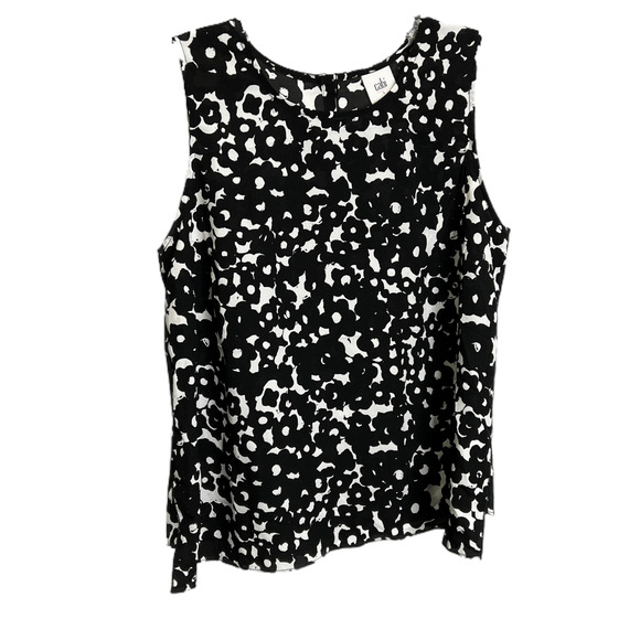 Cabi Tops - CAbi Dixon Women's Top Blouse Black White Sleeveless Floral 5353 Crew Neck Sz S